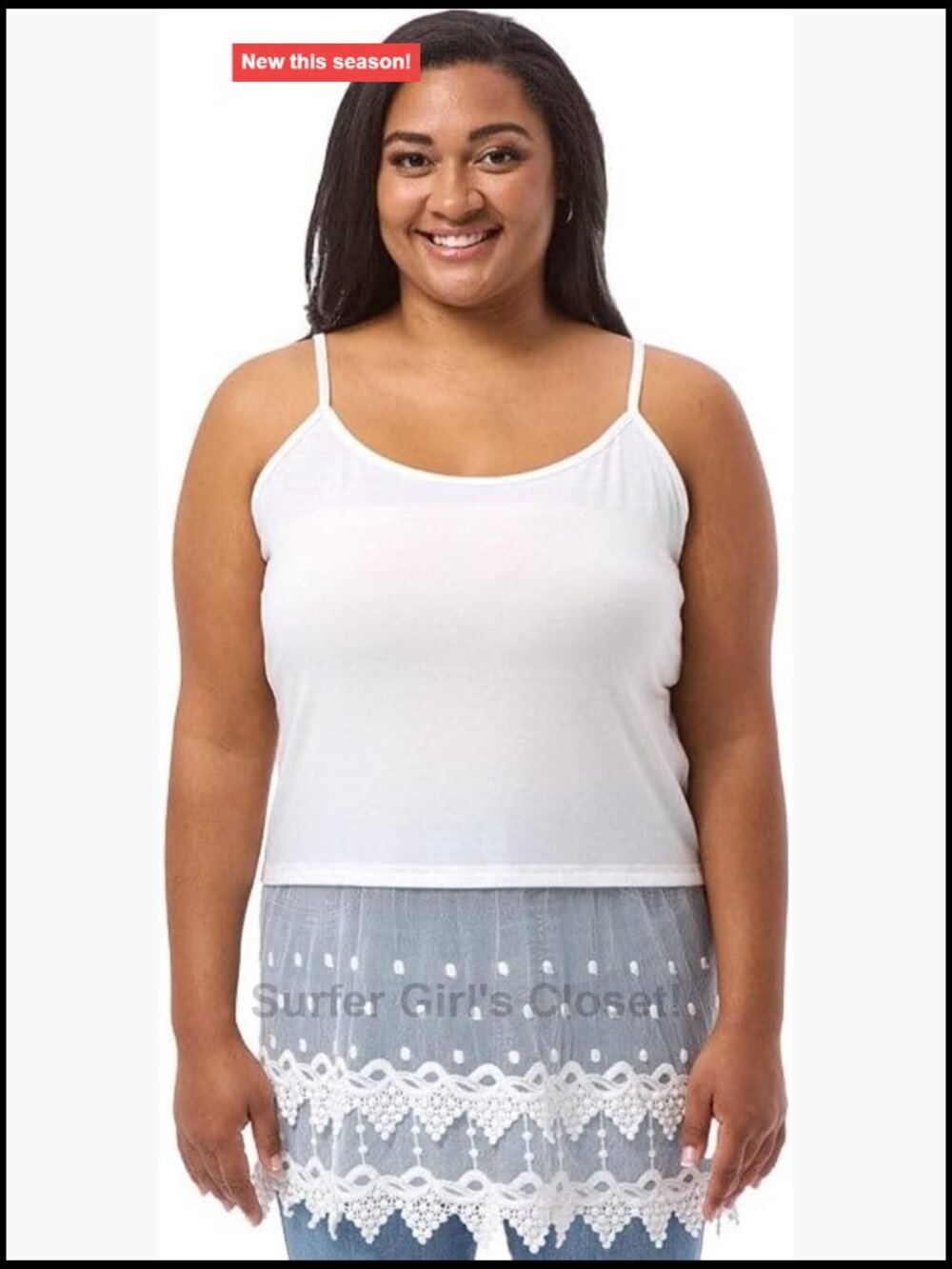 Lace Trim Camisole Top Extender for Women Regular Fit Pull On
